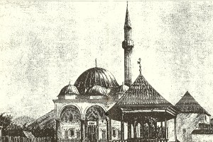 Kizlar-agina - Mustafa-agina džamija  u Varcar Vakufu s početka XX stoljeća - crtež nepoznatog autora